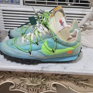 Off White Nike Waffle Racers Vivid Sky 10 Mens Used